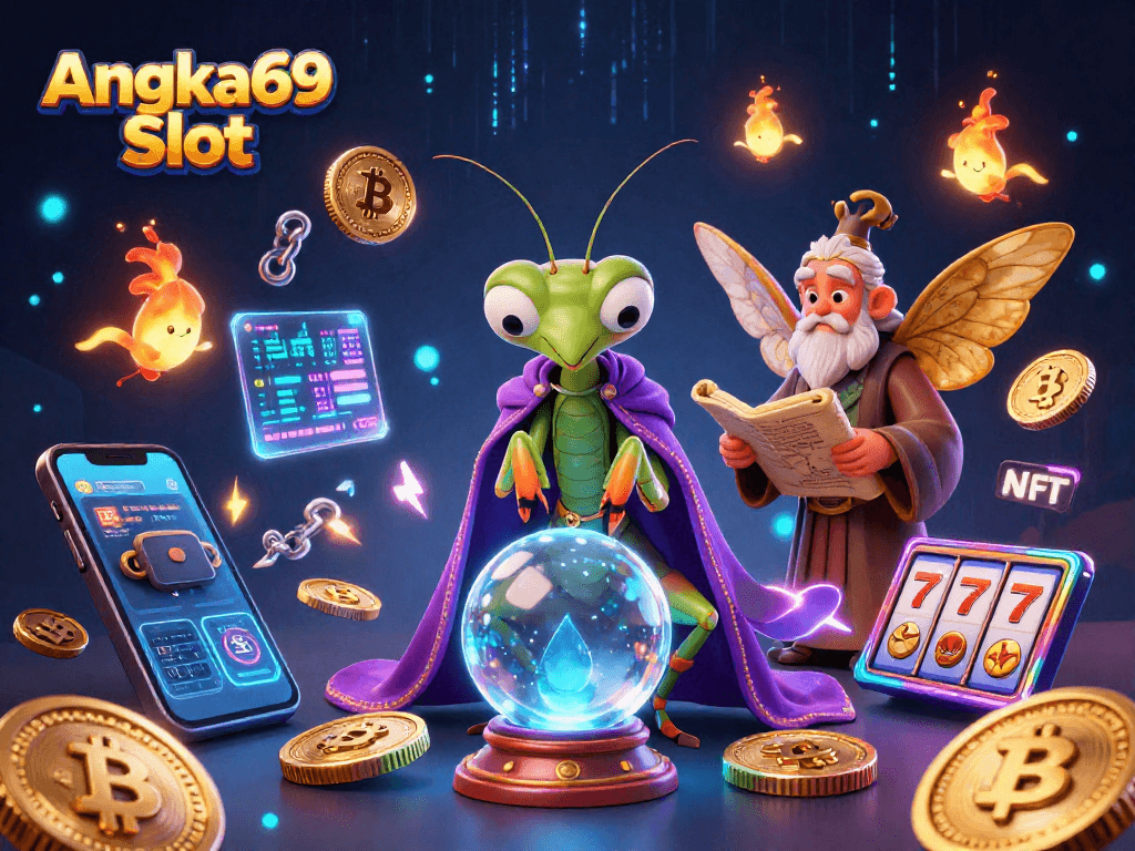 Engage with Angka69 Slot for thrilling gameplay and rich visuals in a vibrant 3D casino scene.