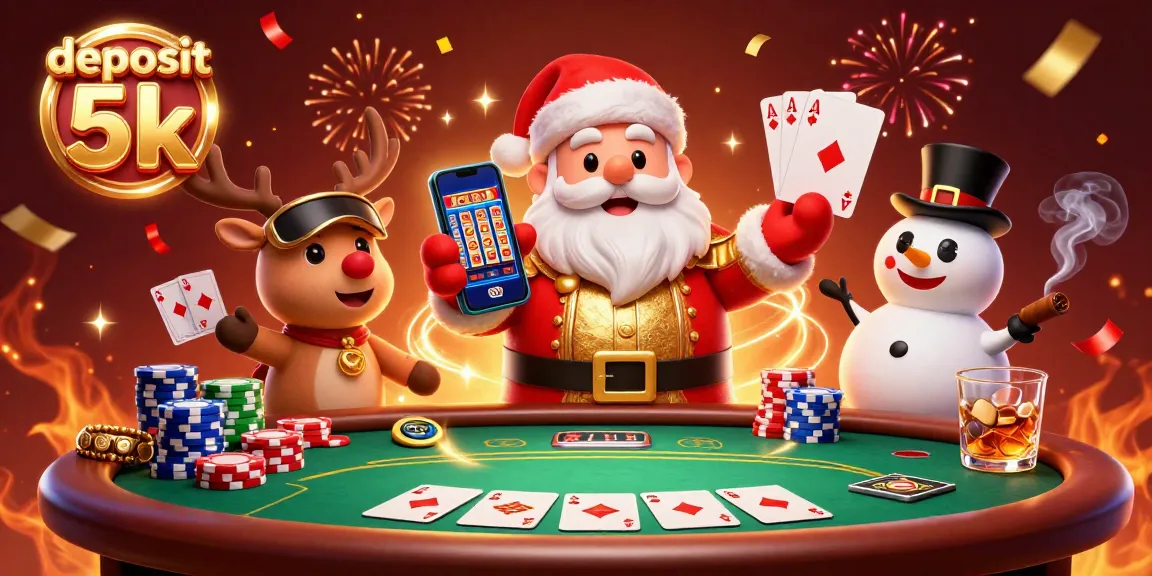 Engage with this vibrant scene of deposit 5k where festive characters interact in a lavish casino setting.