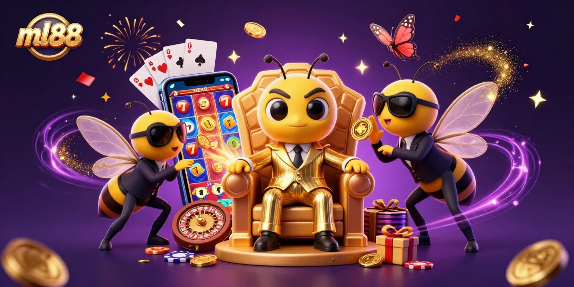 Experience thrilling gameplay at ml88 with dazzling casino characters amidst a vibrant slot scene.