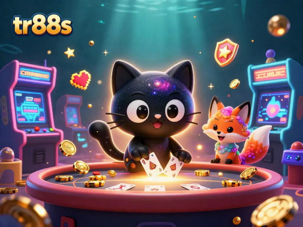 Engage in thrilling games with tr88s' vibrant 3D casino scene featuring animated characters and dynamic elements.