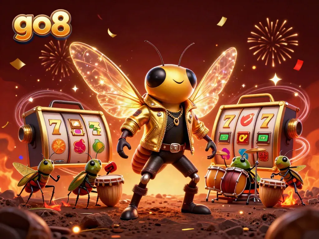 Experience the excitement of go8 with our vibrant 3D casino scene featuring dazzling slot elements.