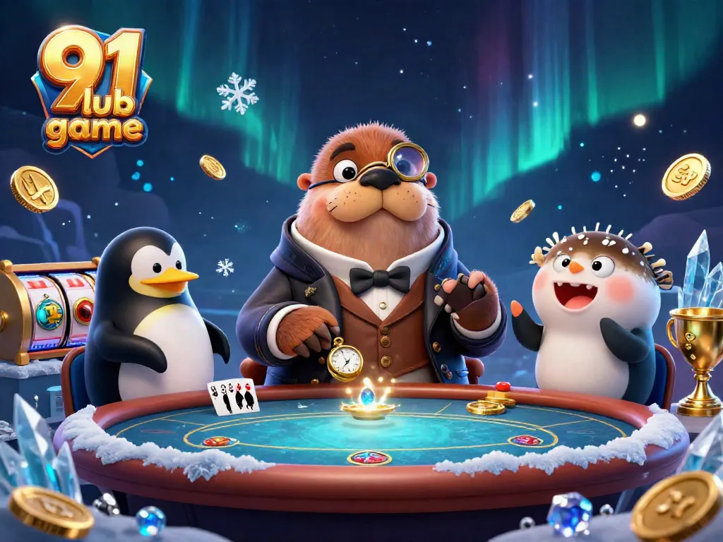 Engage with the thrilling 91 club game featuring colorful characters at a vibrant underwater poker table.