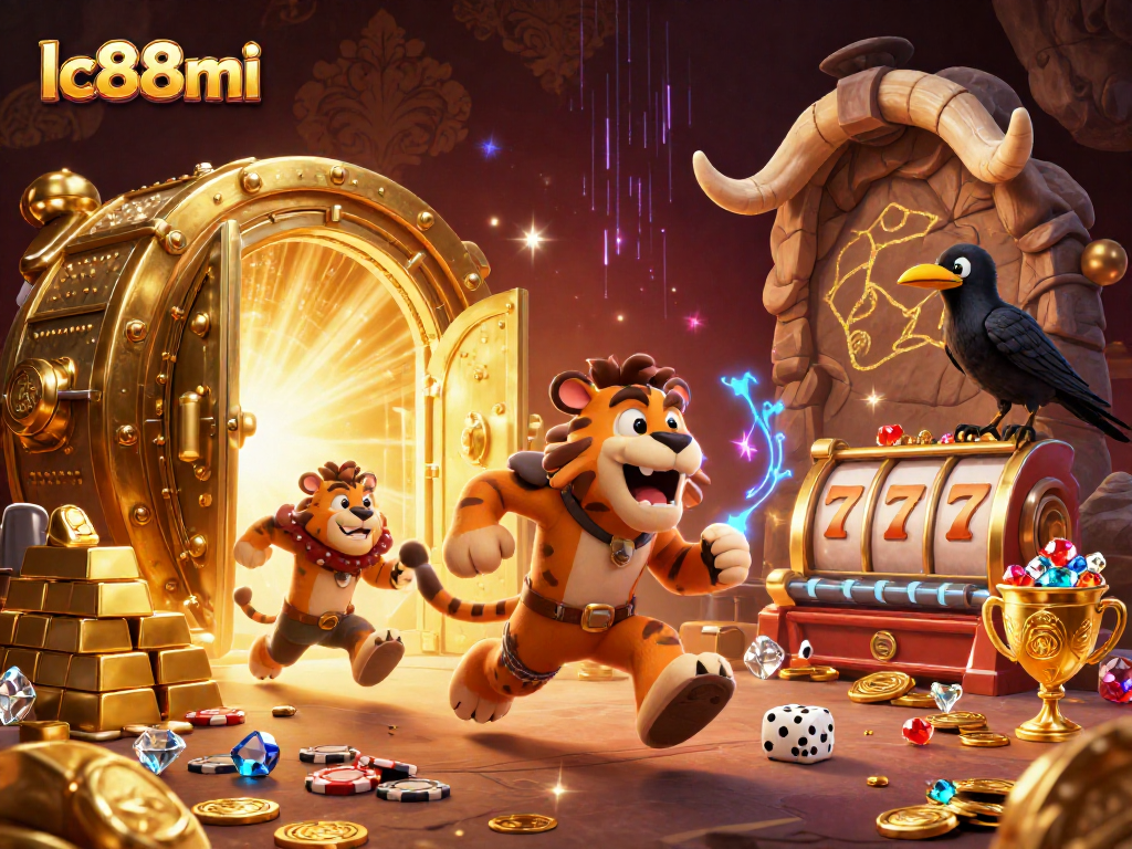 Experience the thrill of lc88mi's prehistoric casino with vibrant characters and dynamic game elements.