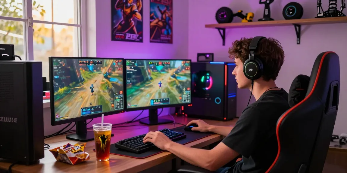 Engaged player enjoying an immersive xxx game experience in a vibrant gaming lounge with LED lights.