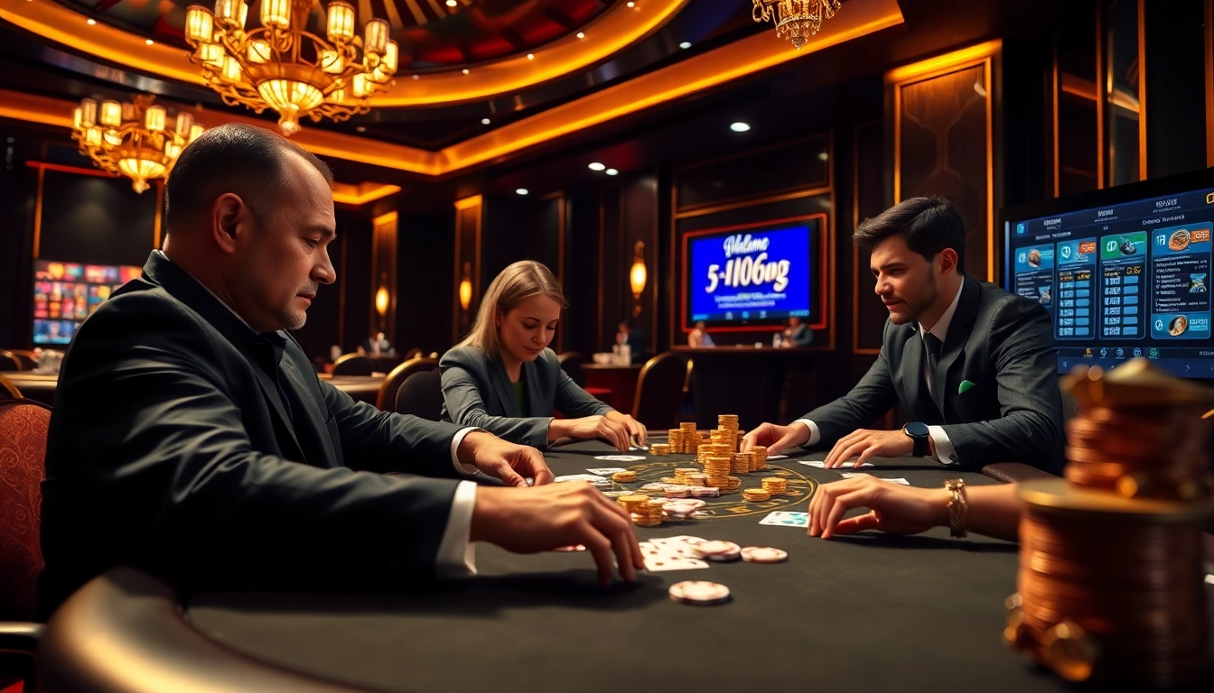 Experience high-stakes action at 555winz.net with players engaged in an intense poker game.