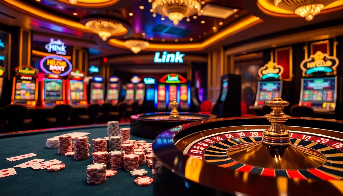 Experience the excitement of winning at the Link HITCLUB casino with vibrant slot machines and roulette.