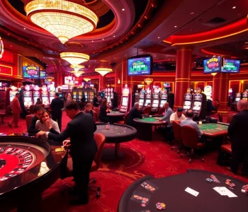 Excited players enjoying a lively F168 casino atmosphere with roulette and slot machines.