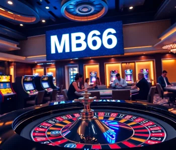 Exciting casino scene featuring MB66 branding on a vibrant roulette table.