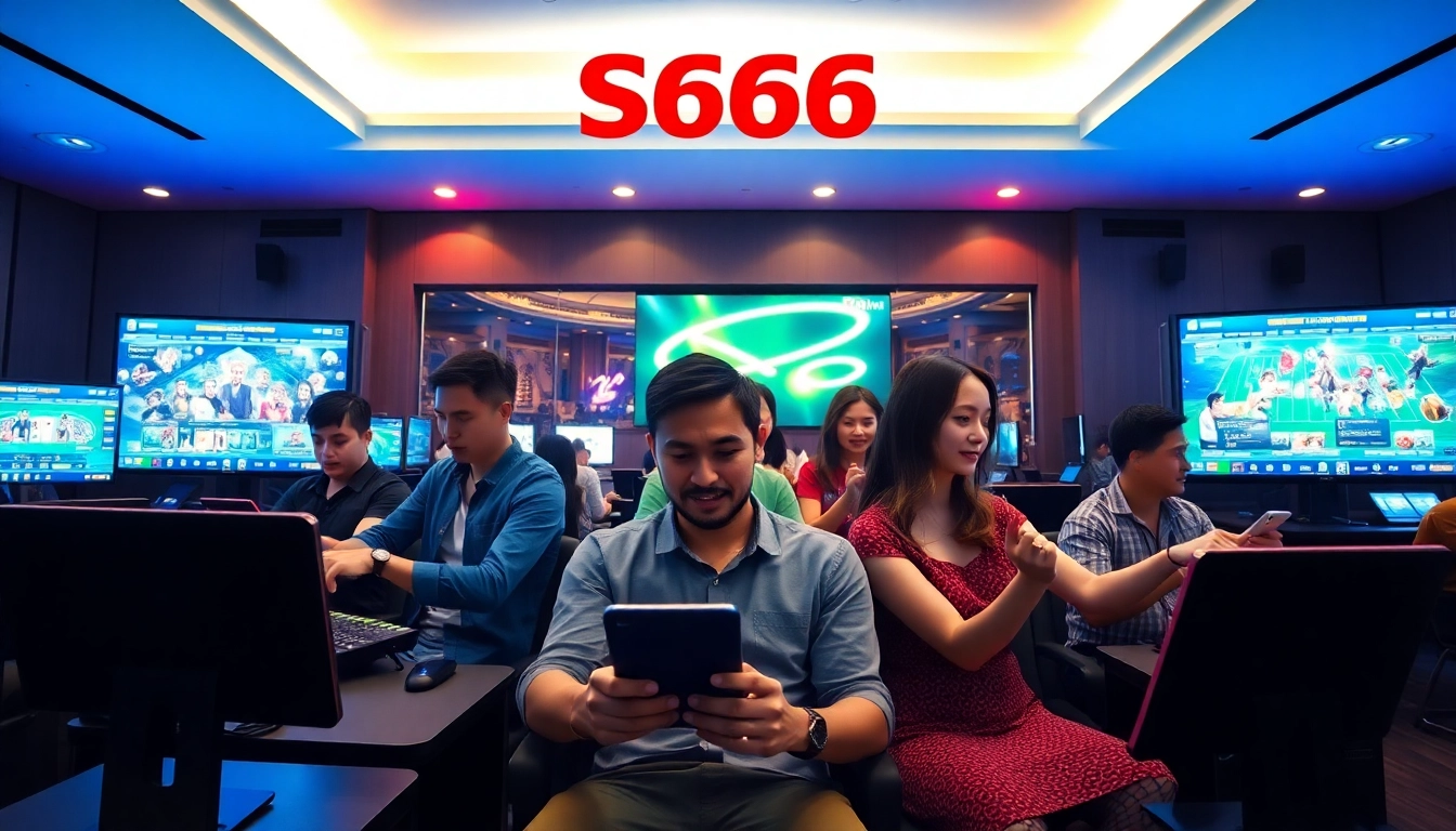 Exciting betting atmosphere at S666.nyc with diverse players engaging in online games.
