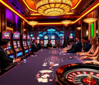 Experience the excitement at the nohu casino with vibrant slot machines and engaging gaming tables.