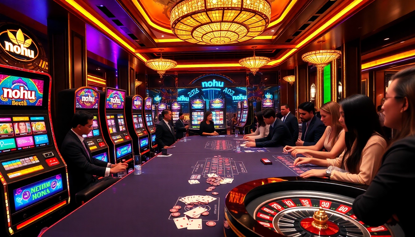 Experience the excitement at the nohu casino with vibrant slot machines and engaging gaming tables.