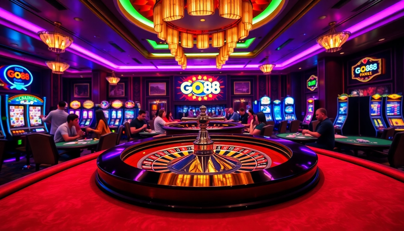 Players enjoying an exciting game at the GO88 casino, featuring roulette and poker action.