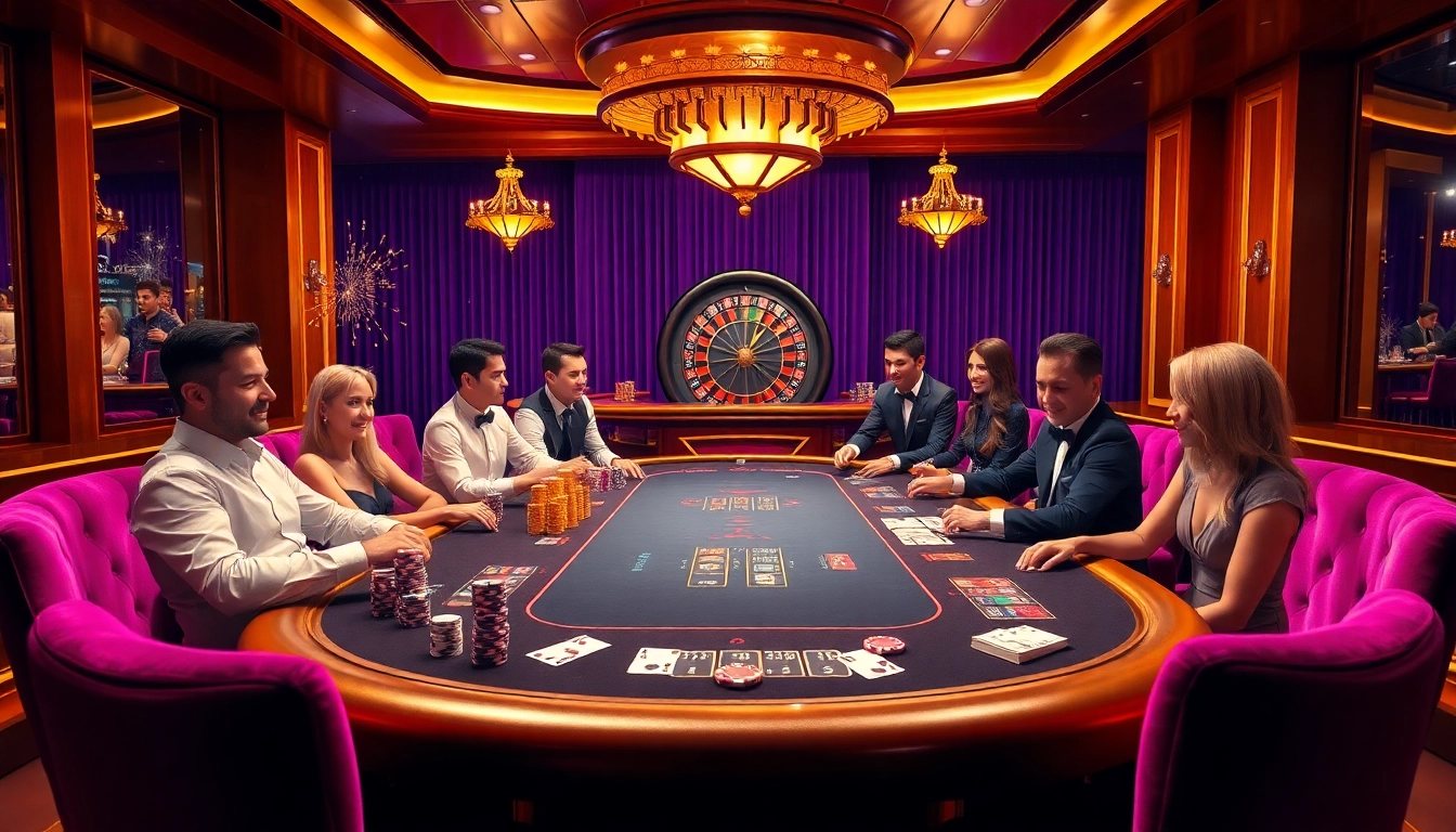 Experience the thrill of winning at TV88 with an intense poker game scene featuring players and dealers.