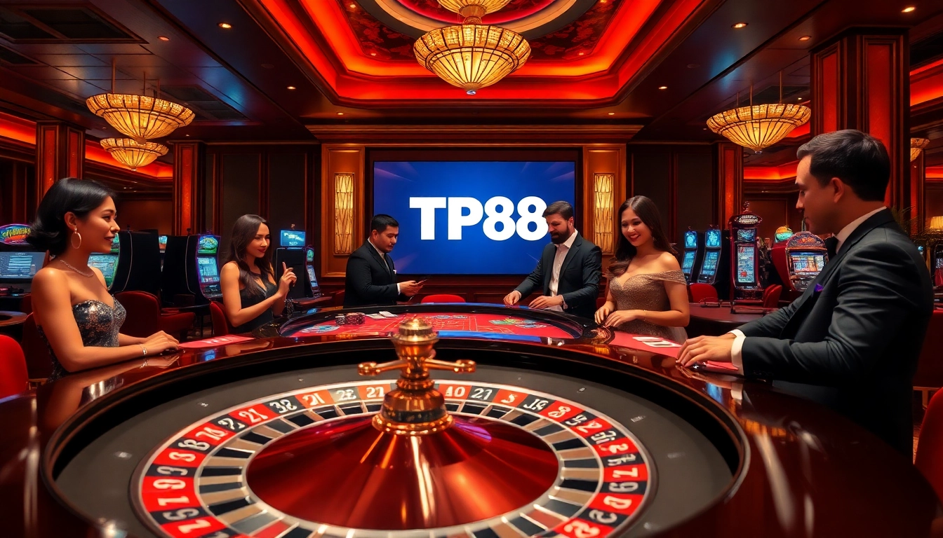 Engaged players enjoying a thrilling TP88 casino experience at a roulette table.