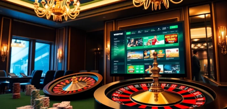 Engaging online gambling scene at https://winvn.wiki featuring poker chips and roulette.