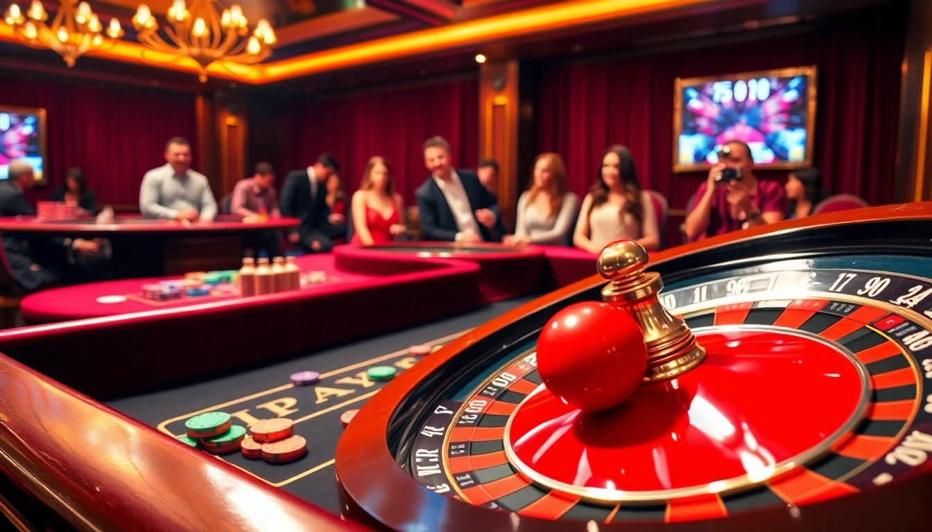 Players enjoy an exciting game at the luxurious fun79 craps table in a vibrant casino.