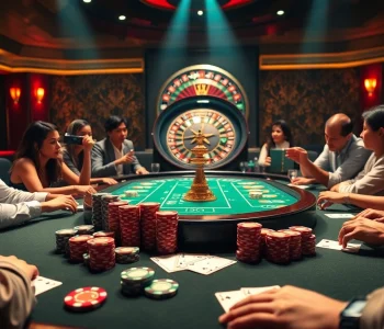 Experience high-stakes gaming at https://az888.futbol with a luxurious poker table and vibrant atmosphere.