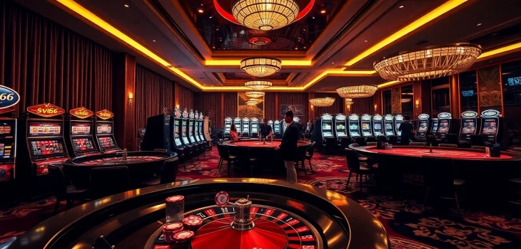 Experience the excitement of sv66 with vibrant casino games and elegant decor.