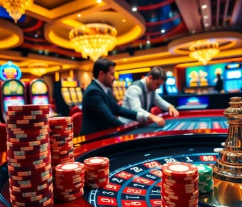 Players engaging in thrilling bets at a luxurious casino like https://rr88a.us.com/, showcasing chips, cards, and roulette action.