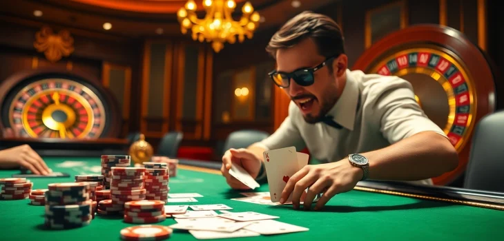 Experience the thrill at UU88 with players engaging at a vibrant casino table.