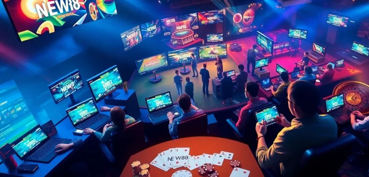 An engaging online gaming atmosphere highlighting the excitement of new88go.com, featuring sports betting and casino games.