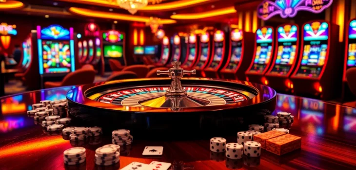 Experience the thrill of high-stakes gaming at NK88 com with vibrant casino tables and exciting slot machines.