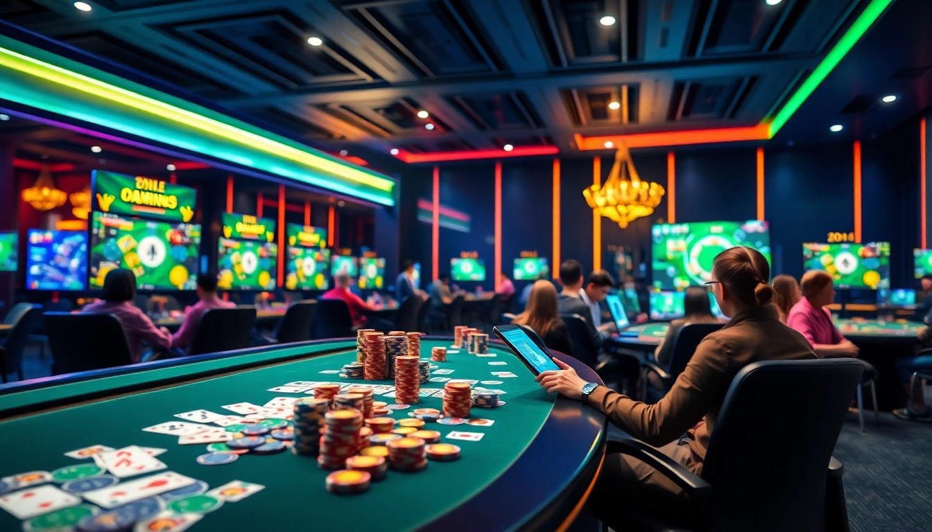 Exciting gaming scene reflecting topgamebaidoithuong.mx, showcasing online gambling and vibrant gameplay.
