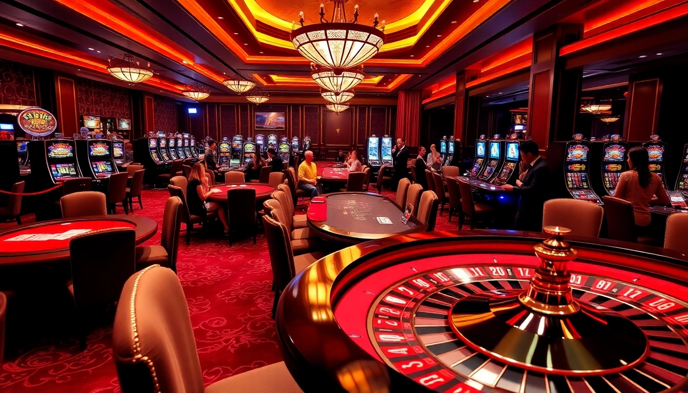 SCLUB88 poker players enjoy an exciting game night in a luxurious casino environment.