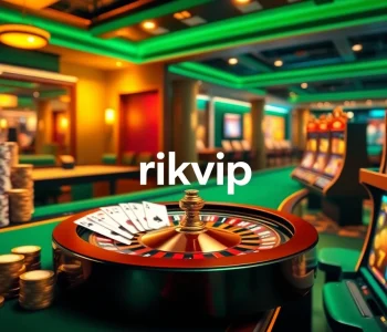 Experience thrilling online gambling at Rikvip with vibrant visuals of casino games and excitement.