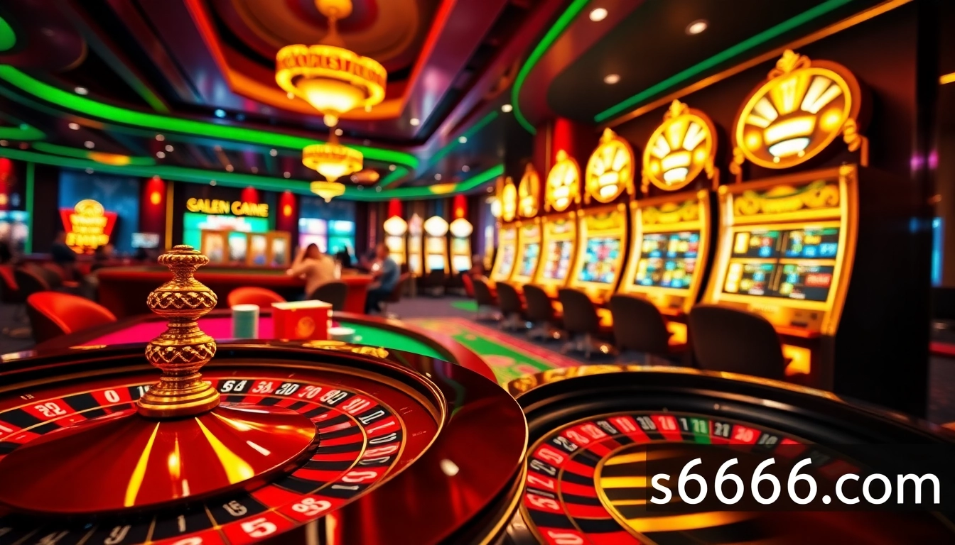 Excitement at s666hn.com as players engage with vibrant casino tables and roulette.
