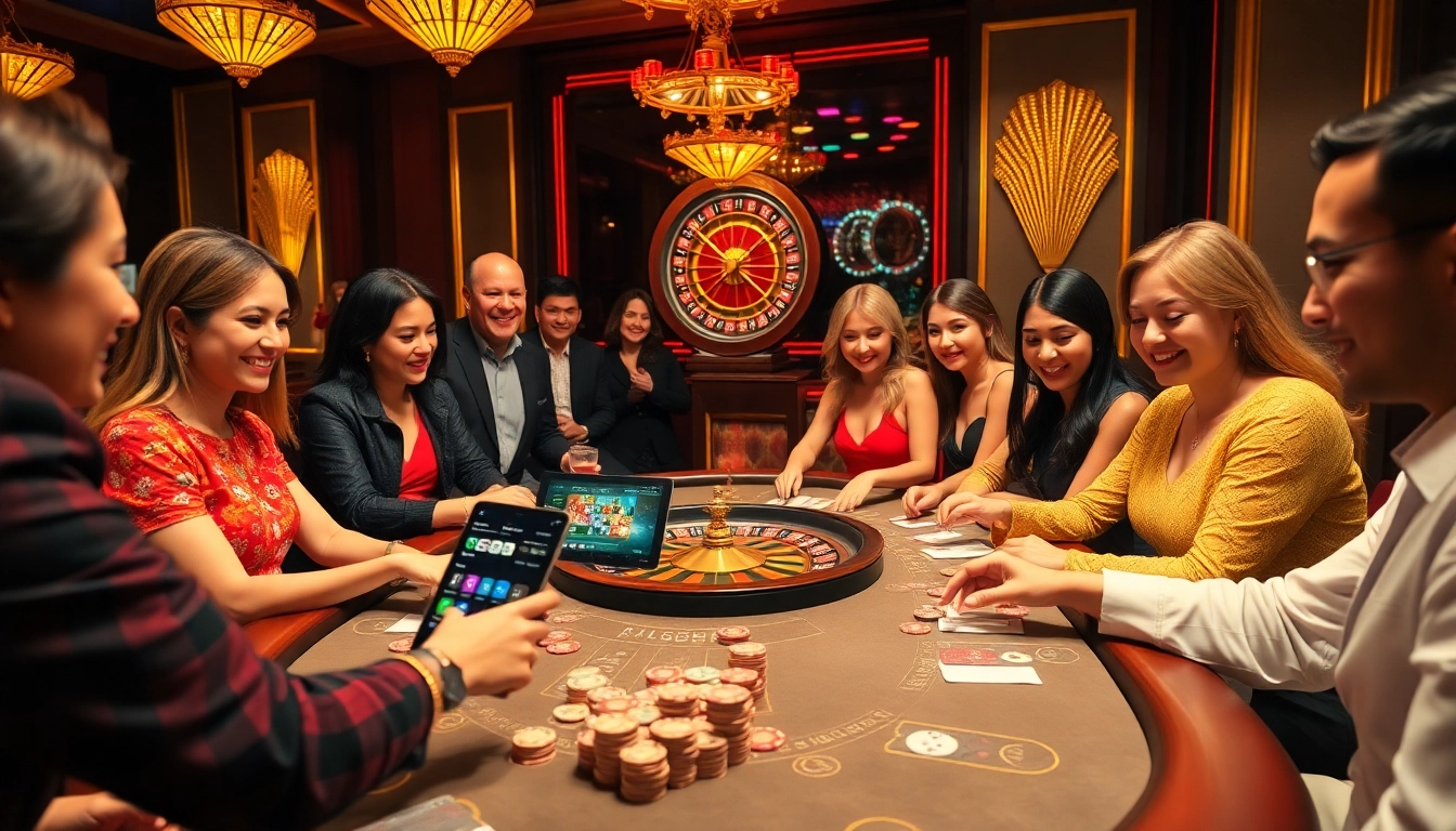 Engaging poker game scene showcasing vaoluoitv's vibrant atmosphere with high-stakes chips and illuminated tables.