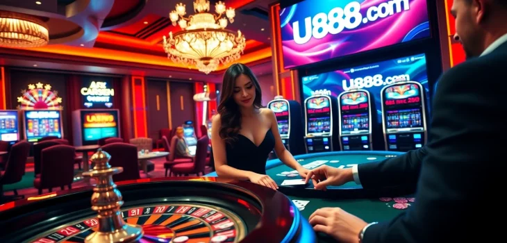 Experience thrilling games at U888.com with poker tables and exciting casino ambiance.