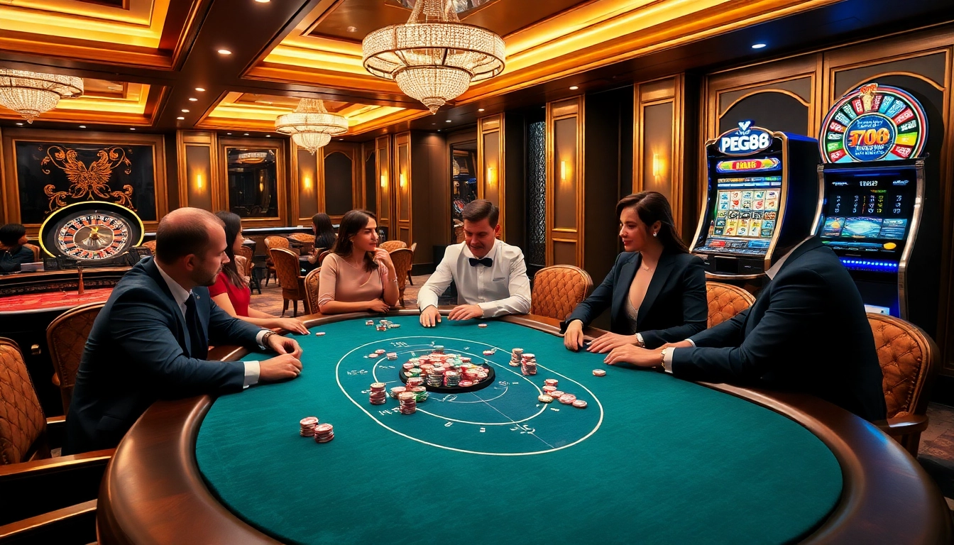 Engage in thrilling games at pg88's luxurious casino featuring poker, roulette, and slot machines.