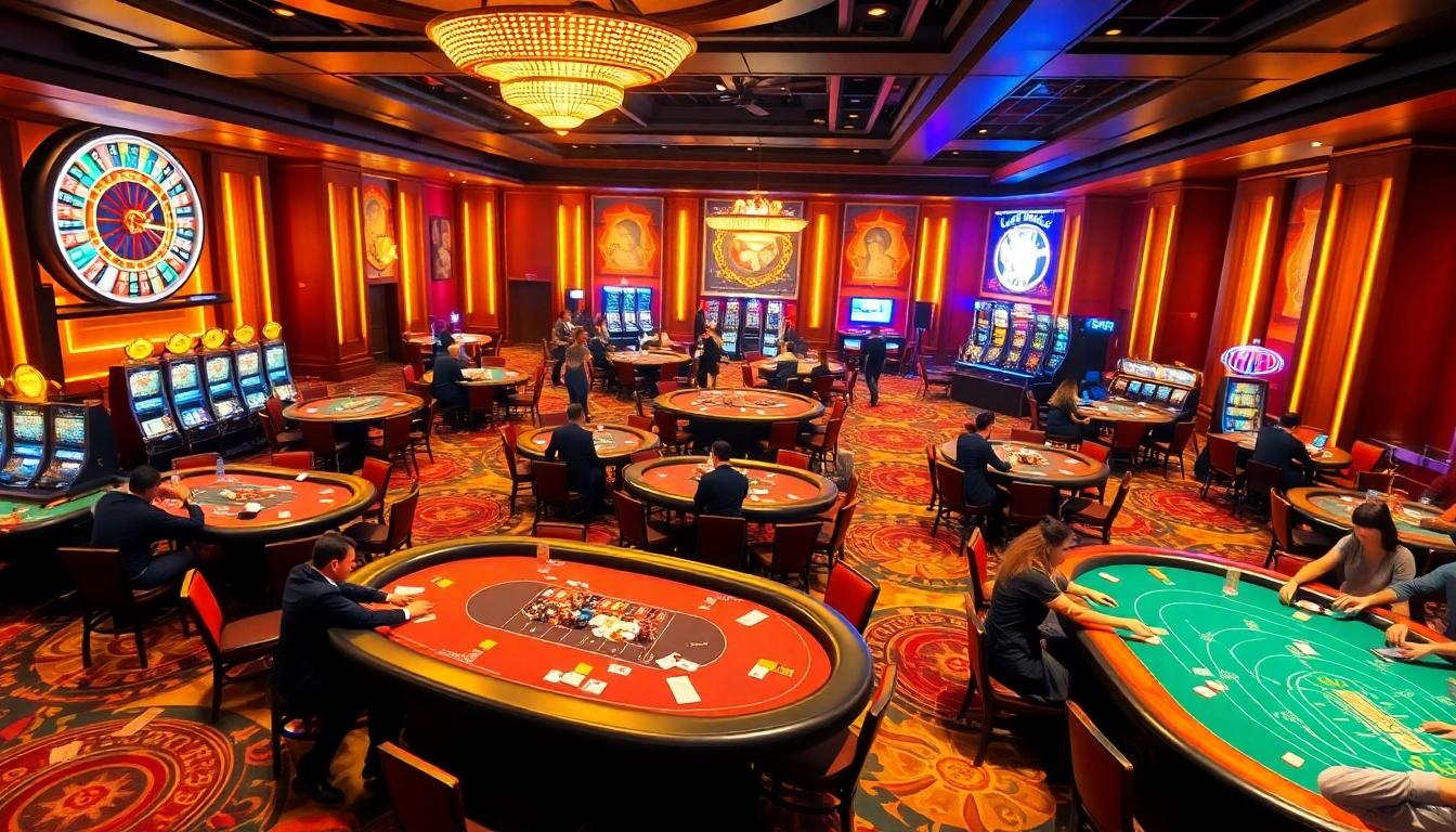 Players enjoy diverse games at https://ku88game.com/ casino, showcasing chips, cards, and excitement.