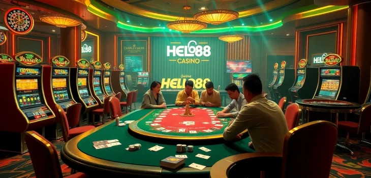 Engaging online poker scene at HELLO88 with players focused on the game.