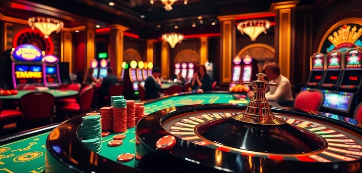KJC tập đoàn offers thrilling casino experiences with vibrant tables and excited players.