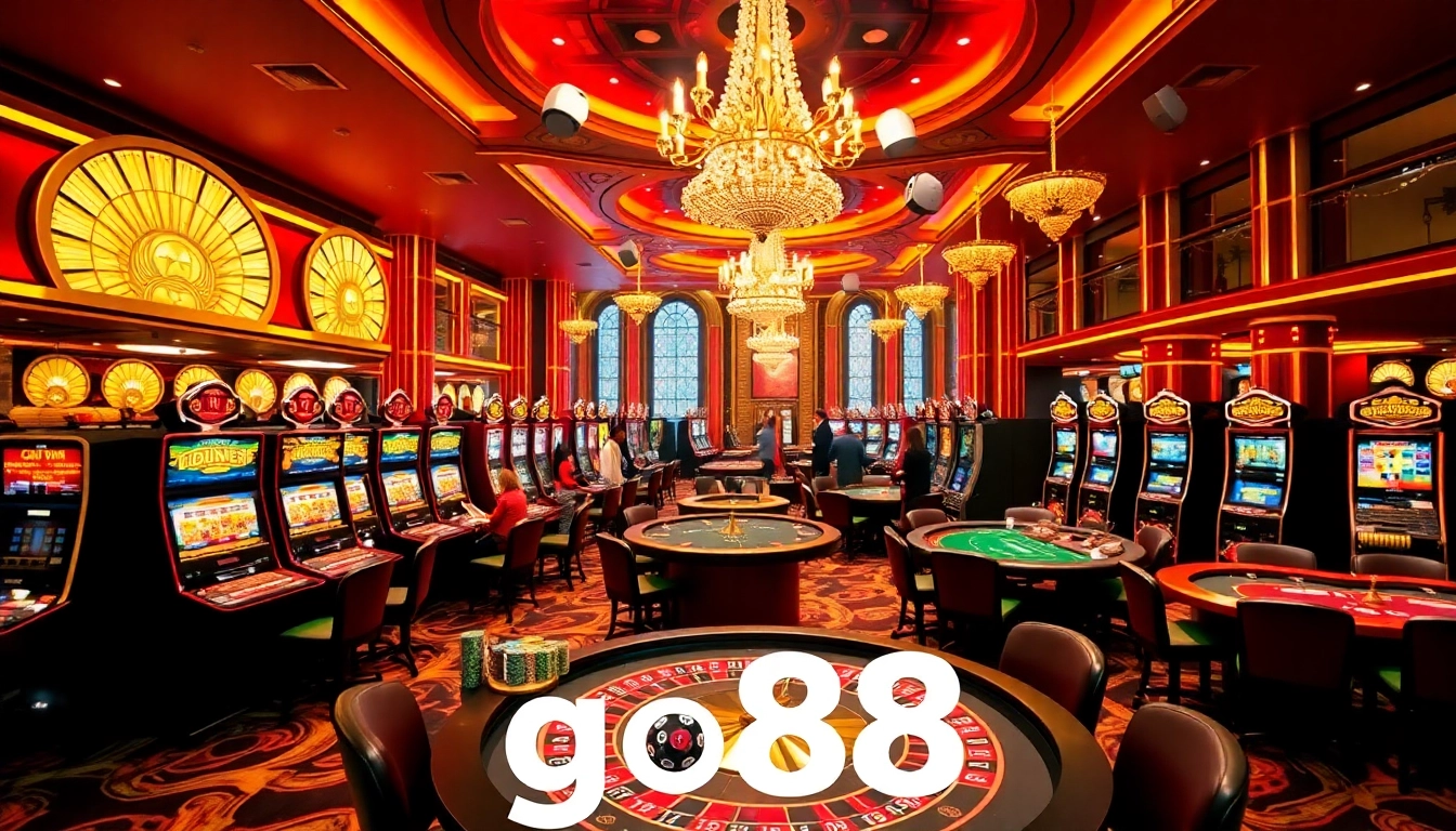 Experience thrilling gaming at go88 with luxurious casino tables and vibrant slot machines.