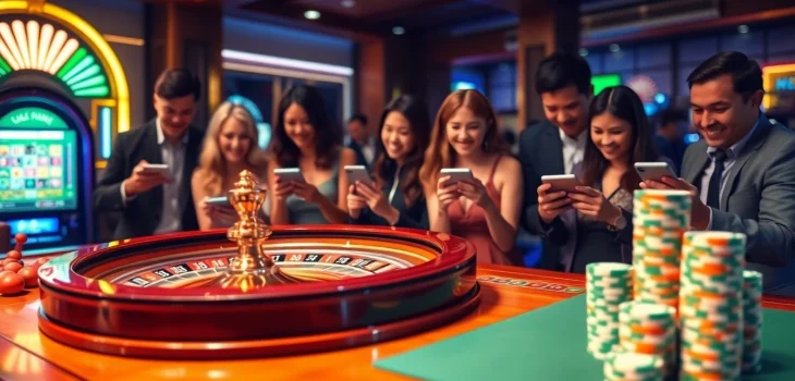 Experience the excitement of ĐĂNG KÝ 123GA at a luxurious online casino with vibrant gaming elements.