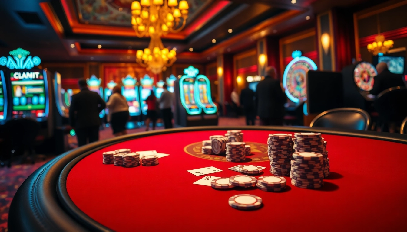 Daga players enjoying an exhilarating game at a luxurious casino table filled with chips and cards.