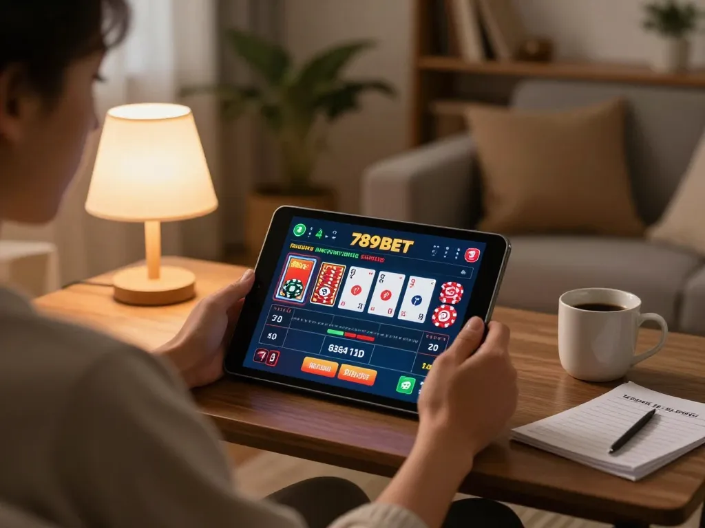 Engaging gameplay at 789BET, a player strategizing online betting from home.