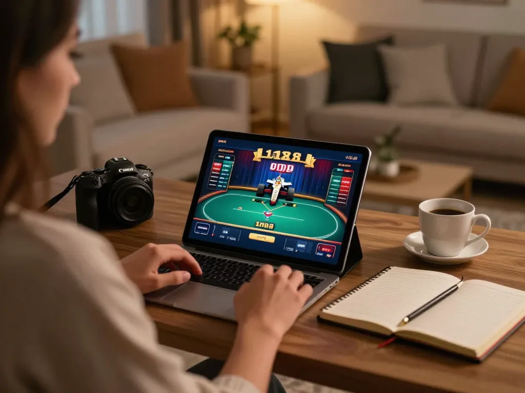 Engaging in online poker gameplay on f168.ing with a tablet in a cozy home setup.