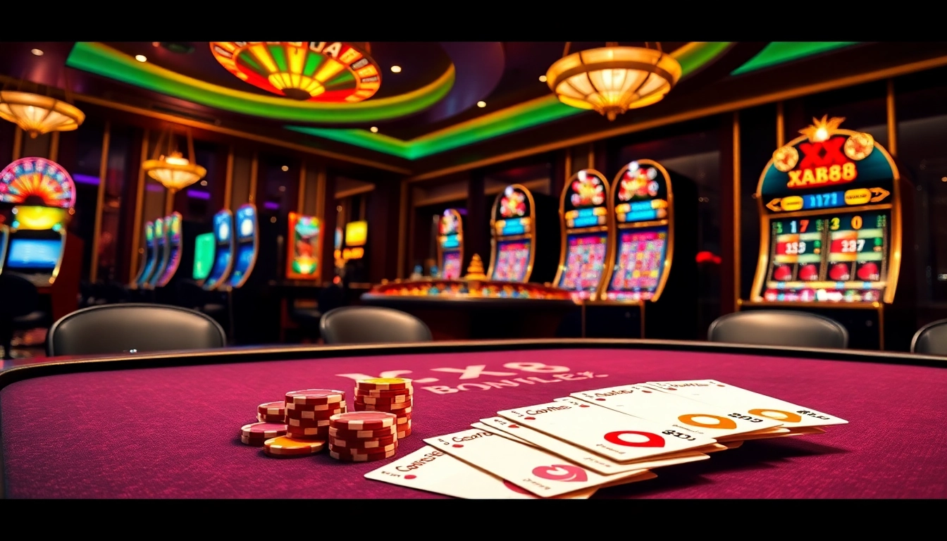 Exciting online gaming experience at XX88 with vibrant casino elements and action.