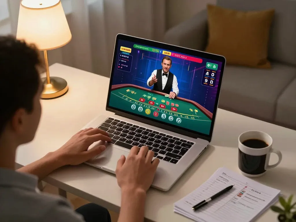 Player engaging with live dealer game on ck444s.net, capturing the excitement and interactive experience of online gambling.