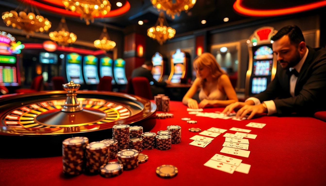 Experience high-stakes gambling at the hm88 casino with exquisite poker tables and vibrant slot machines.
