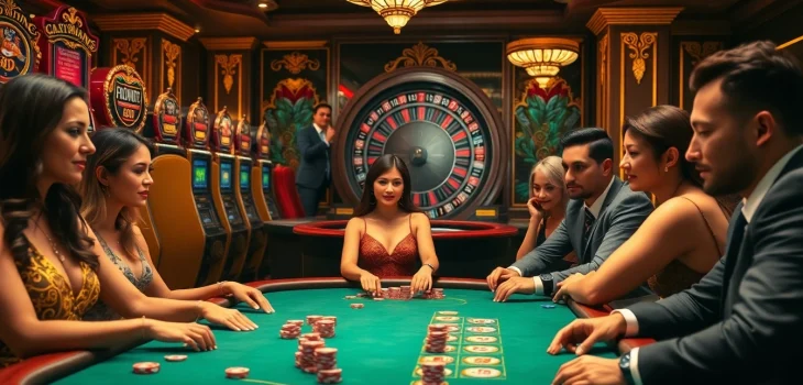 Players engaging at a luxurious poker table at the TR88 casino, showcasing excitement and professionalism.
