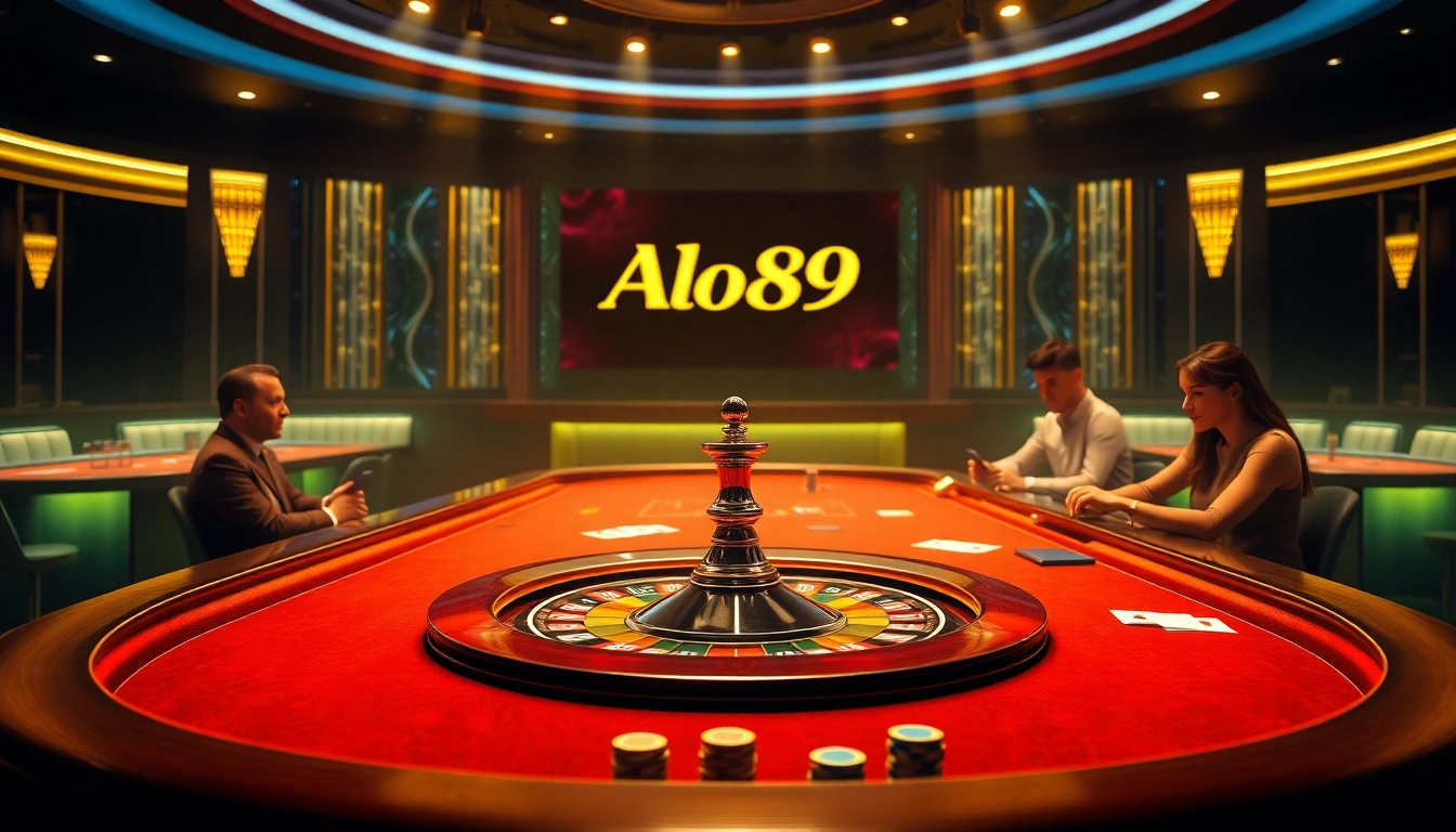 Alo789 Link displayed prominently as players enjoy a thrilling game at a luxurious casino.
