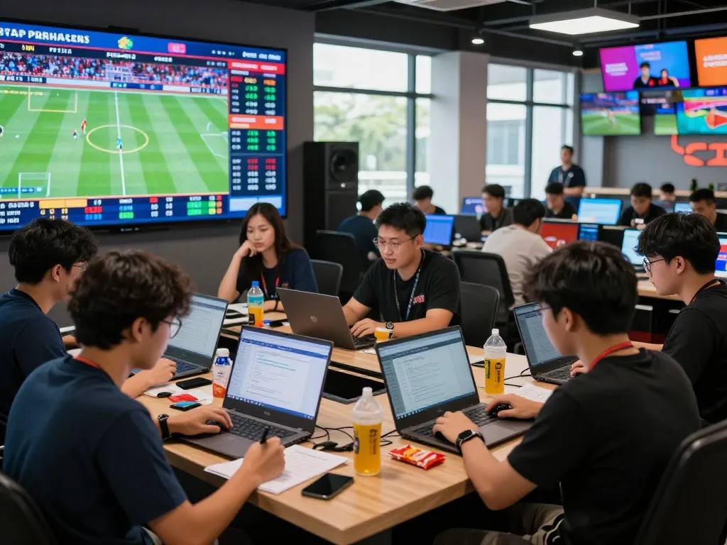 A vibrant sports betting hub showcasing dynamic odds for soi kèo 365 with bettors analyzing live matches.