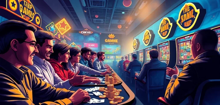 Experience the excitement of game rikvip with players immersed in thrilling game sessions showcasing vibrant online interactions.