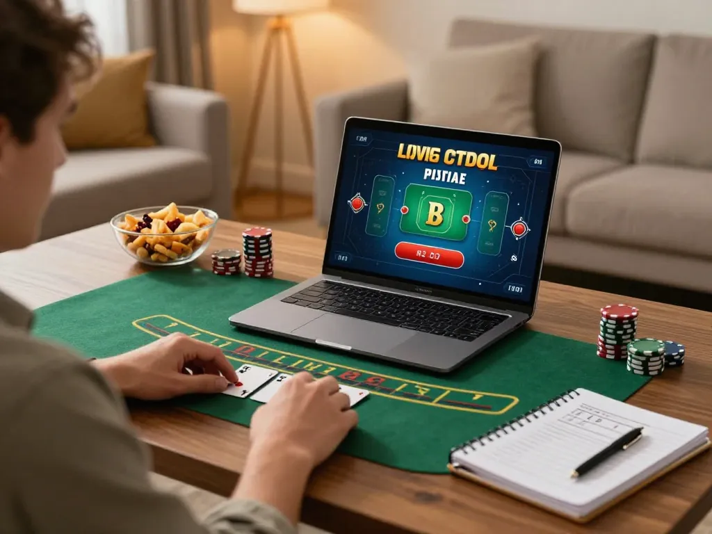 Player strategizing while enjoying blackjack gameplay on Tin88 from home.