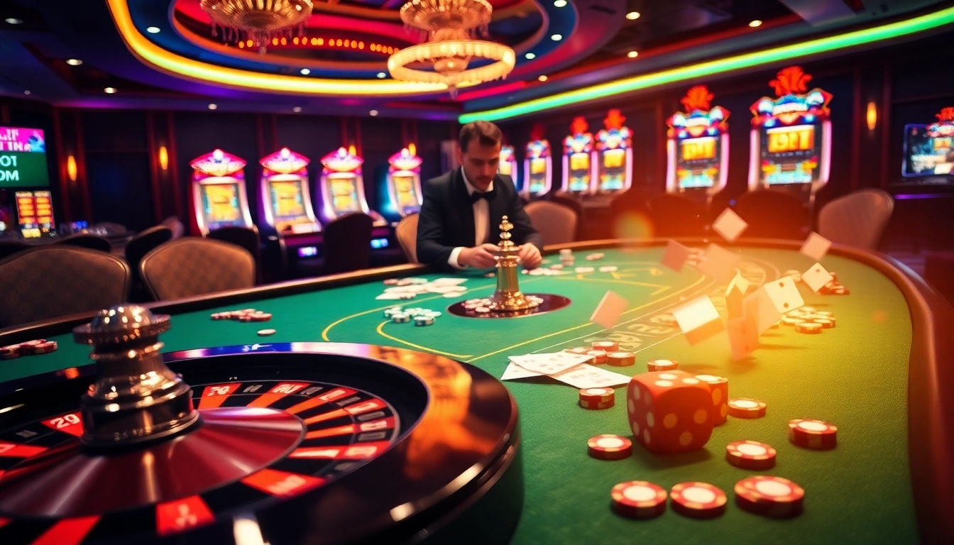 High-stakes gaming scene showcasing TG88 COM with vibrant poker action and roulette excitement.